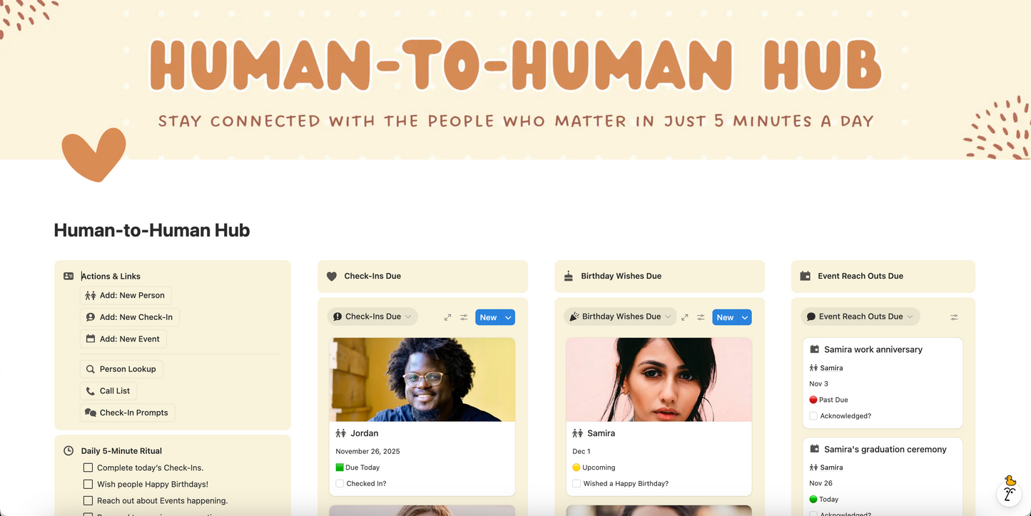 The Human-to-Human Hub Notion Dashboard
